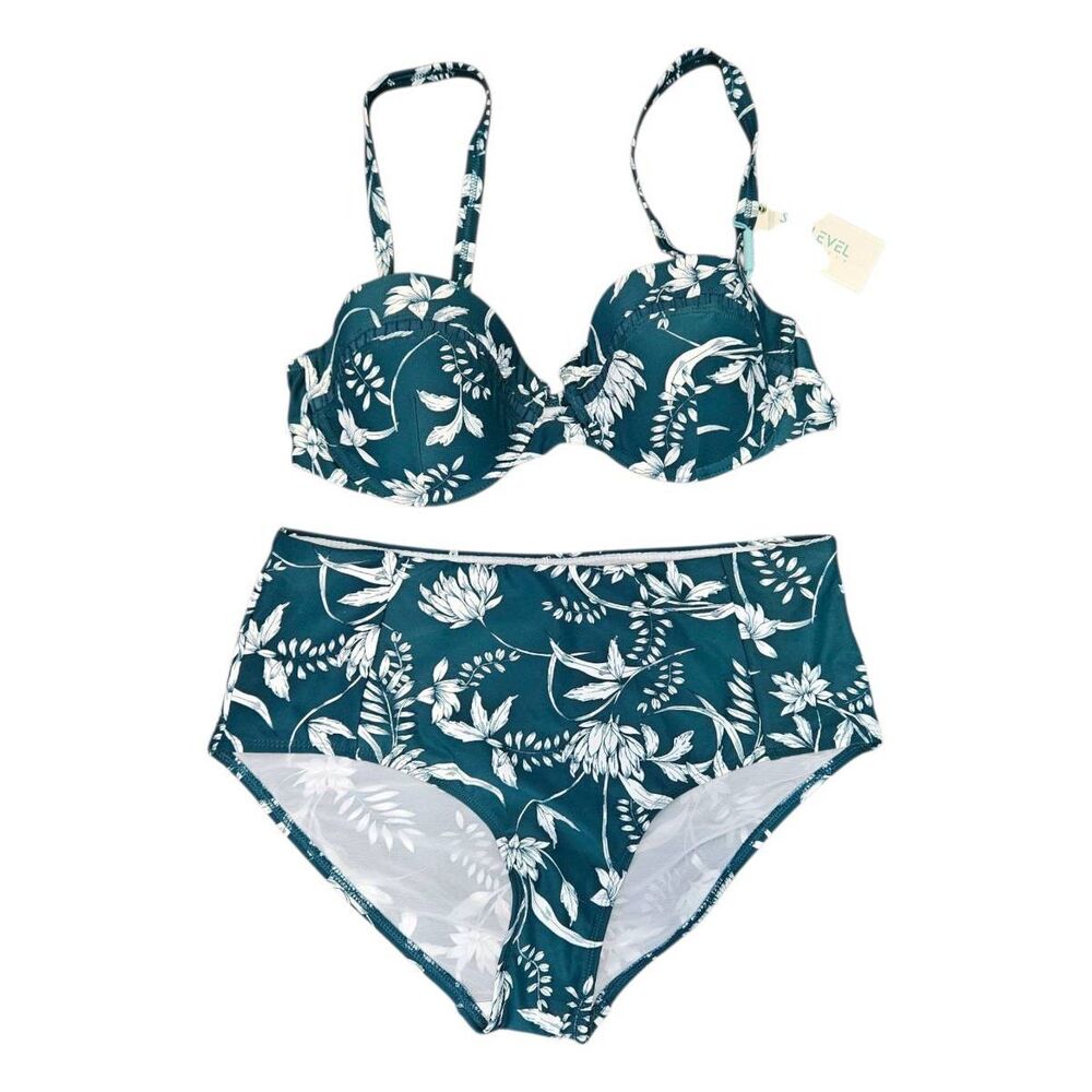 Sea Level Australia Bikini Womens size 12 NEW TAGS Emerald Green Floral 2 Piece - Picture 3 of 10